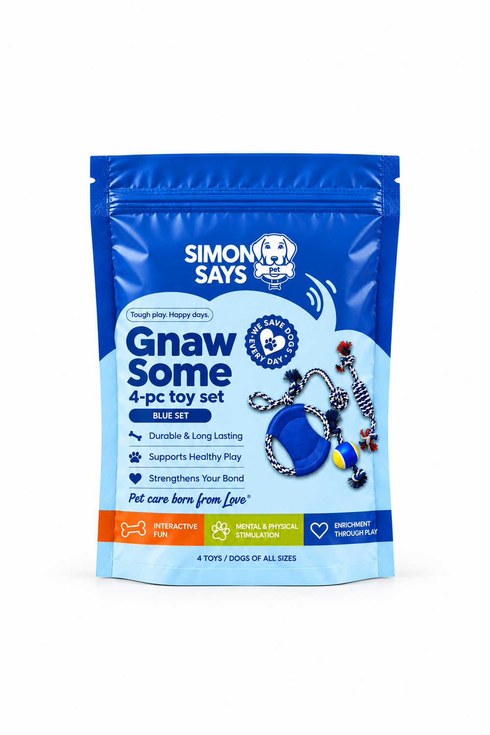 GnawSome Toy Set 4 Piece - Blue