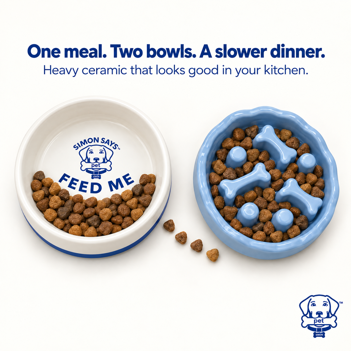 Feed Me Dual Bowl Set - Blue