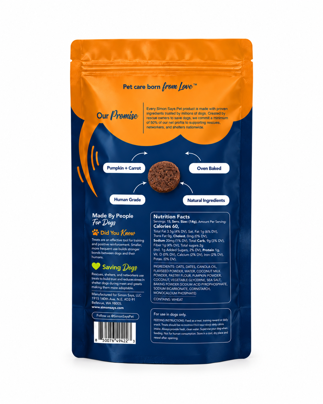 Smart Rounds Pumpkin + Carrot Training Treats