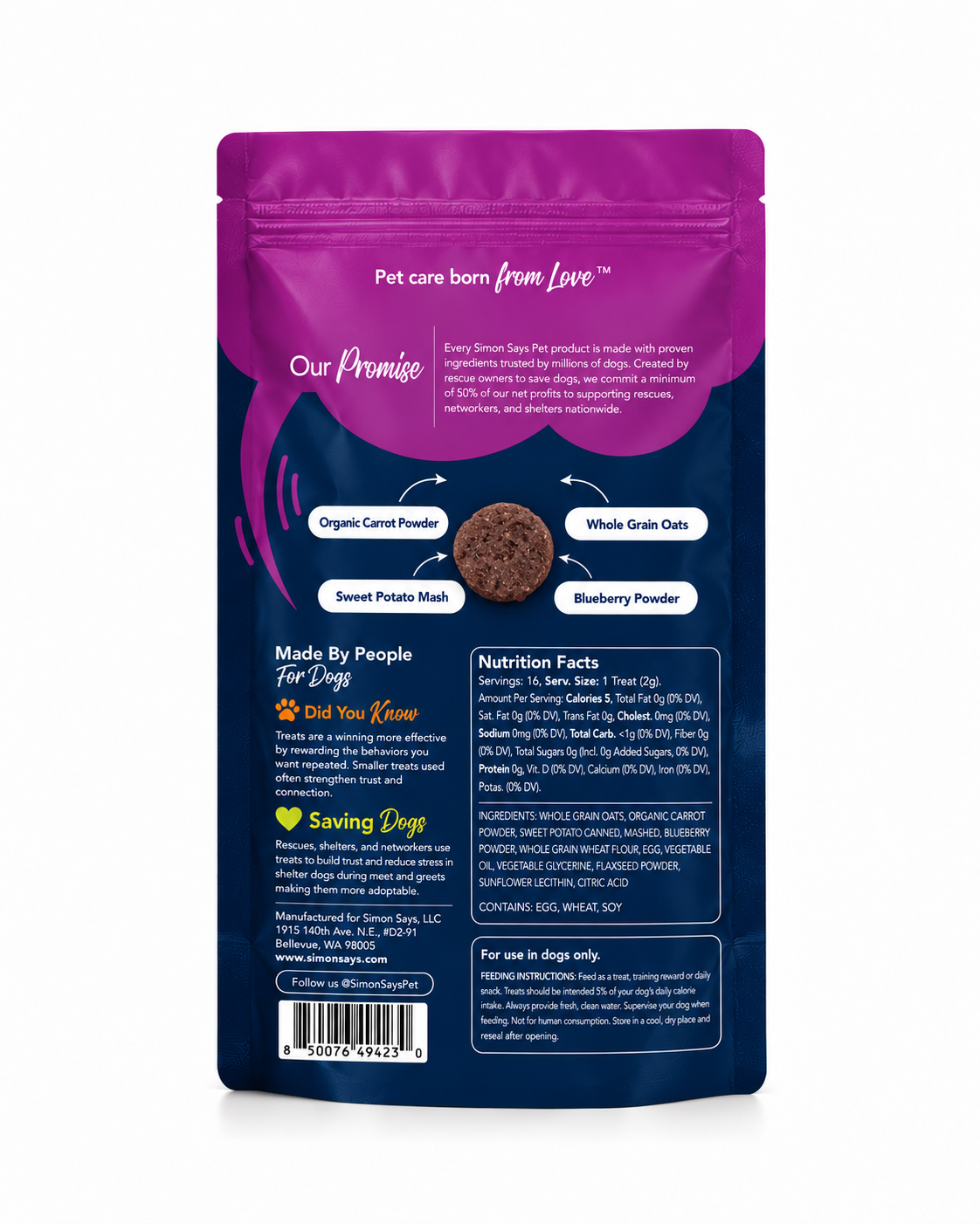 Smart Rounds Sweet Potato + Blueberry Training Treats